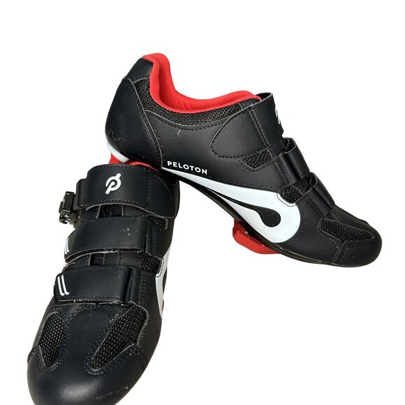 Peloton Cycling Shoes Unisex Size 41 With Cleats Black And Red Fitness Spin Bike - Picture 1 of 11